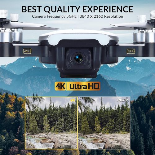  Contixo F30 Drone for Kids & Adults WiFi 4K UHD Camera and GPS, FPV Quadcopter for Beginners, Foldable mini drone, Brushless Motor, Follow Me, Two Batteries and Carrying Case Inclu