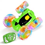 Remote Control Car, Contixo SC3 RC Cars Stunt Car Toy, 4WD 2.4Ghz Double Sided 360° Rotating RC Car with Headlights, Kids Cars for Boys/Girls (Green)