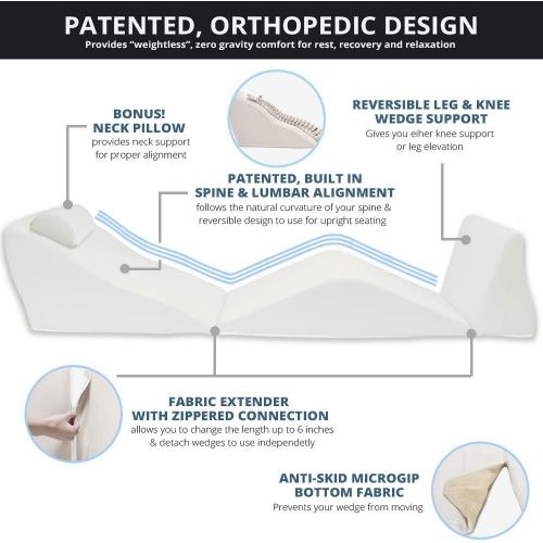  Contour Products BackMax Full Body Foam Bed Wedge Pillow System, Plus 2.0