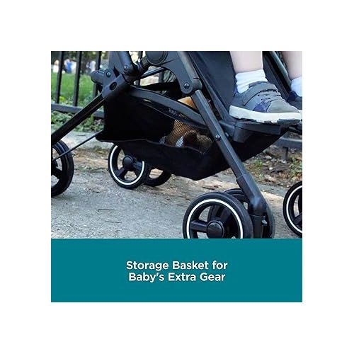  Contours Itsy Ultra-Sturdy Compact Fold Lightweight Travel Toddler Stroller and Baby Stroller with Easy Carry Handle, Large UPF 50+ Sun Canopy, Storage Basket - Black