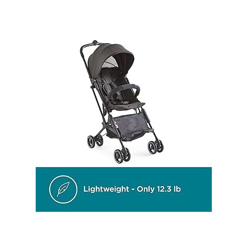  Contours Itsy Ultra-Sturdy Compact Fold Lightweight Travel Toddler Stroller and Baby Stroller with Easy Carry Handle, Large UPF 50+ Sun Canopy, Storage Basket - Black