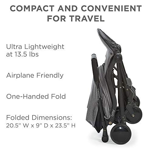  [아마존베스트]Contours Bitsy Compact Fold Lightweight Stroller for Travel, Airplane Friendly, Adapter-Free Car Seat Compatibility, Granite Grey