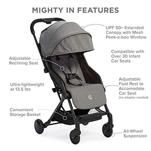  [아마존베스트]Contours Bitsy Compact Fold Lightweight Stroller for Travel, Airplane Friendly, Adapter-Free Car Seat Compatibility, Granite Grey