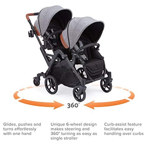  [아마존베스트]Contours Curve Tandem Double Stroller for Infants, Toddlers or Twins - 360° Turning, Multiple Seating Options, Graphite Gray