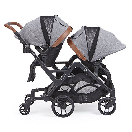  [아마존베스트]Contours Curve Tandem Double Stroller for Infants, Toddlers or Twins - 360° Turning, Multiple Seating Options, Graphite Gray