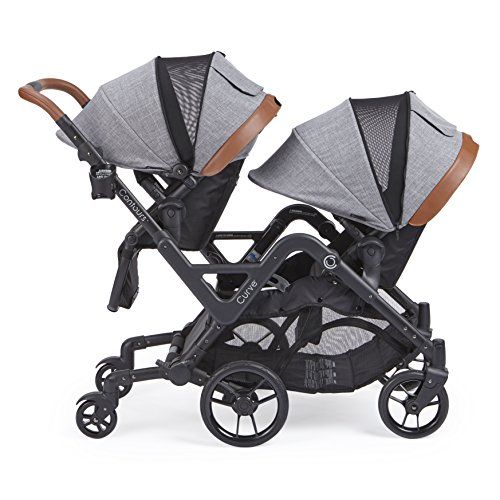  [아마존베스트]Contours Curve Tandem Double Stroller for Infants, Toddlers or Twins - 360° Turning, Multiple Seating Options, Graphite Gray