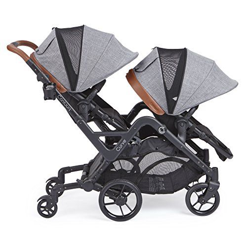  [아마존베스트]Contours Curve Tandem Double Stroller for Infants, Toddlers or Twins - 360° Turning, Multiple Seating Options, Graphite Gray