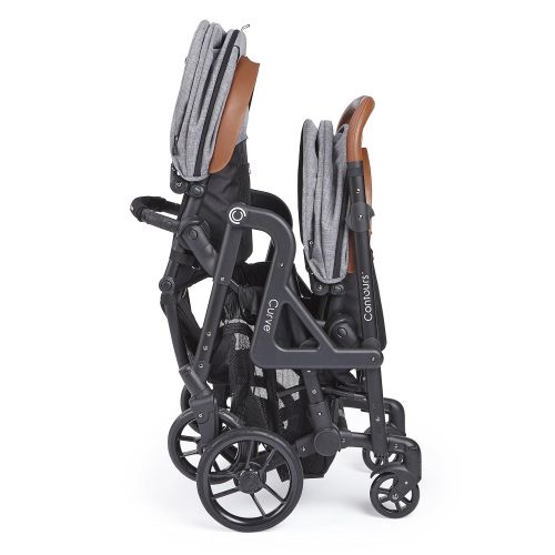  [아마존베스트]Contours Curve Tandem Double Stroller for Infants, Toddlers or Twins - 360° Turning, Multiple Seating Options, Graphite Gray