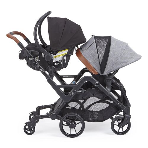  [아마존베스트]Contours Curve Tandem Double Stroller for Infants, Toddlers or Twins - 360° Turning, Multiple Seating Options, Graphite Gray