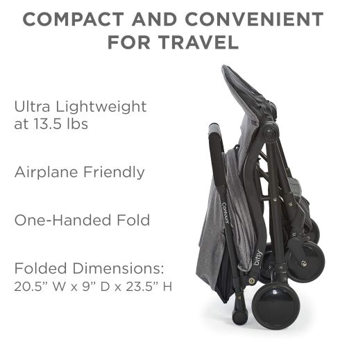  Contours Bitsy Compact Fold Lightweight Travel Stroller, Extended Canopy, Reclining Seat, Airplane Friendly, One-Hand Fold, Large Storage Basket, Adapter-Free Car Seat Compatibilit