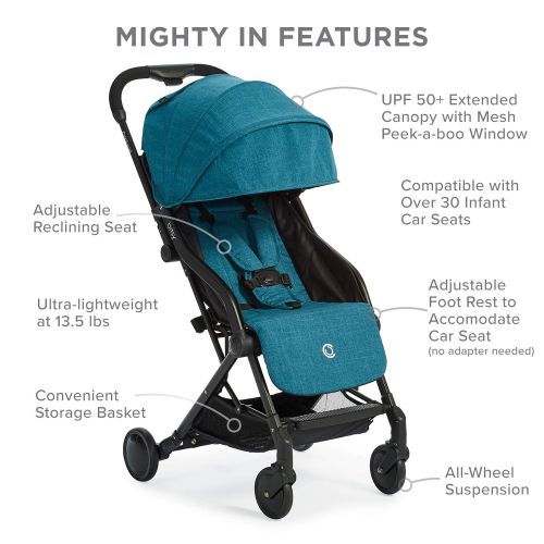  Contours Bitsy Compact Fold Lightweight Travel Stroller, Extended Canopy, Reclining Seat, Airplane Friendly, One-Hand Fold, Large Storage Basket, Adapter-Free Car Seat Compatibilit