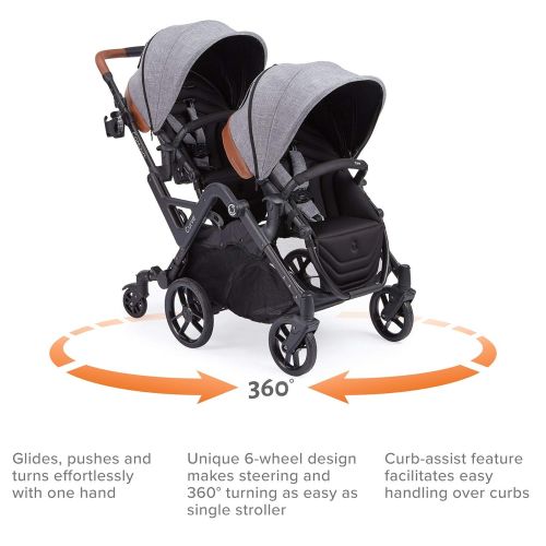  Contours Curve Tandem Double Stroller for Infants, Toddlers or Twins - 360° Turning and Easy Handling Over Curbs, Multiple Seating Options, UPF50+ Canopies, Graphite Gray