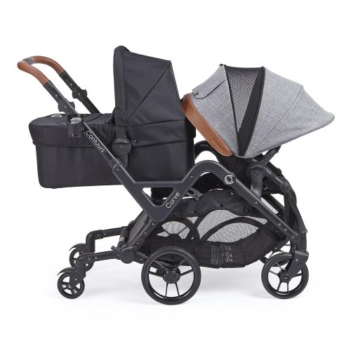  Contours Curve Tandem Double Stroller for Infants, Toddlers or Twins - 360° Turning and Easy Handling Over Curbs, Multiple Seating Options, UPF50+ Canopies, Graphite Gray