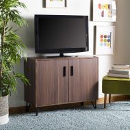 Convenience Safavieh CHS2200C Home Collection Pine Dark Oak and Gold 2 Door Modular TV Unit, Black