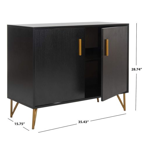  Convenience Safavieh CHS2200C Home Collection Pine Dark Oak and Gold 2 Door Modular TV Unit, Black