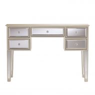 Convenience Southern Enterprises Mirage Mirrored Desk Console Table - Mirror Surface w/Silver Trim - Glam Style