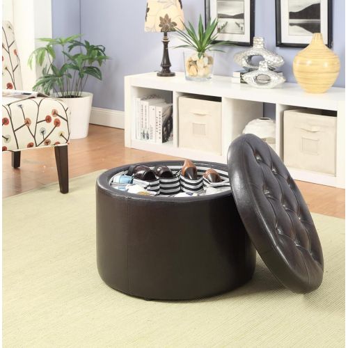  Convenience Concepts Designs4Comfort Modern Round Shoe Ottoman, Espresso