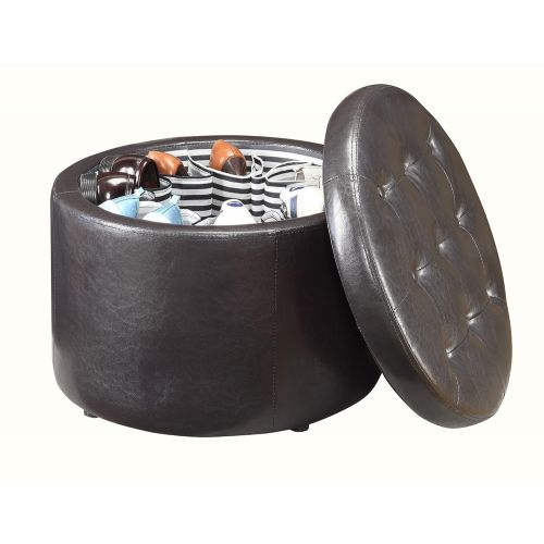  Convenience Concepts Designs4Comfort Modern Round Shoe Ottoman, Espresso