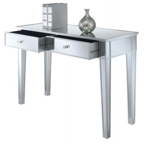  Convenience Concepts Gold Coast Mirrored Desk Vanity, Silver/Mirror