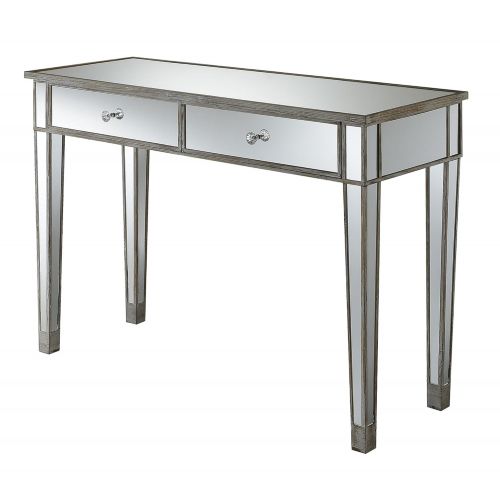  Convenience Concepts Gold Coast Mirrored Desk Vanity, Silver/Mirror