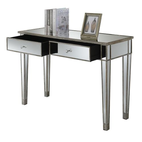  Convenience Concepts Gold Coast Mirrored Desk Vanity, Silver/Mirror