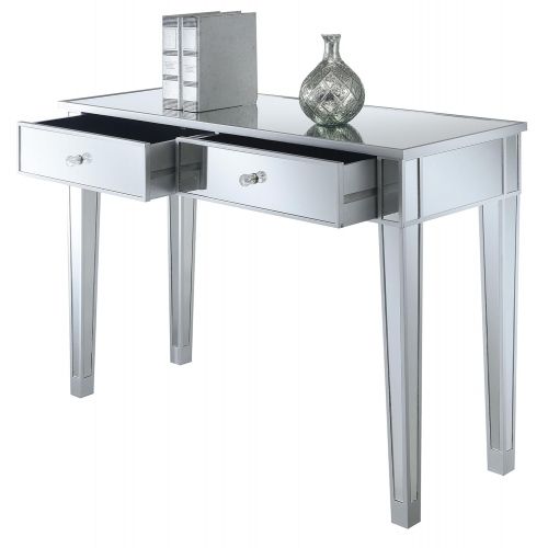  Convenience Concepts Gold Coast Mirrored Desk Vanity, Weathered White / Mirror