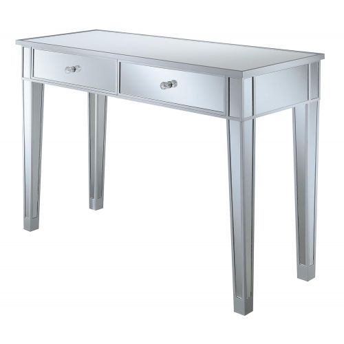  Convenience Concepts Gold Coast Mirrored Desk Vanity, Weathered White / Mirror