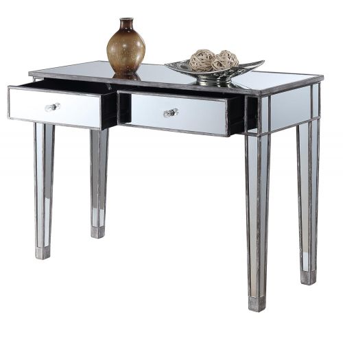  Convenience Concepts Gold Coast Mirrored Desk Vanity, Weathered White / Mirror