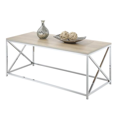  Convenience Concepts Belaire Coffee Table, Chrome/Weathered White