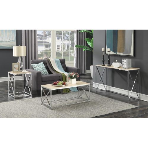  Convenience Concepts Belaire Coffee Table, Chrome/Weathered White