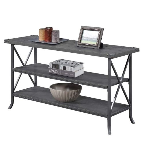  Convenience Concepts 111848CGY Brookline TV Stand, Charcoal Slate Gray Frame