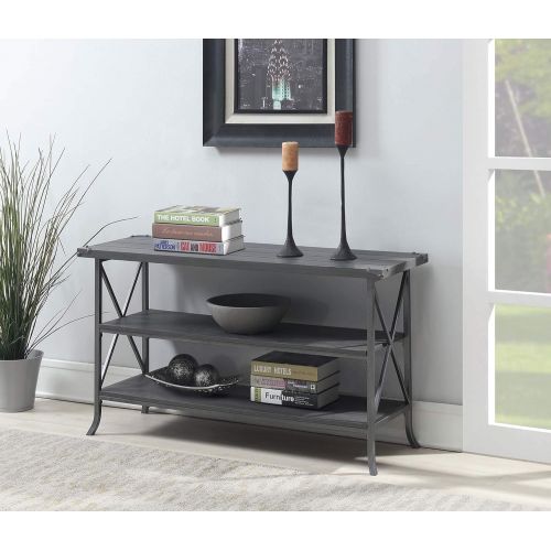  Convenience Concepts 111848CGY Brookline TV Stand, Charcoal Slate Gray Frame