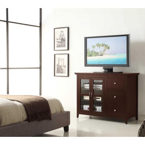  Convenience Concepts Designs2Go Sierra Highboy TV Stand for Flat Panel TVs Up to 50-Inch or 100-Pounds, Rich Espresso