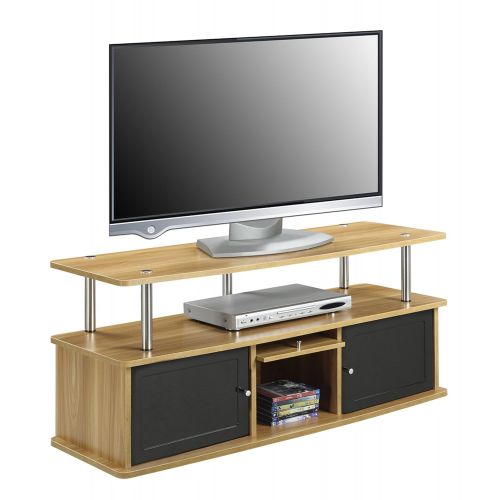  Convenience Concepts Designs2Go TV Stand with 3 Cabinets for Flat Panel TVs Up to 50-Inch or 85-Pounds, Light Oak