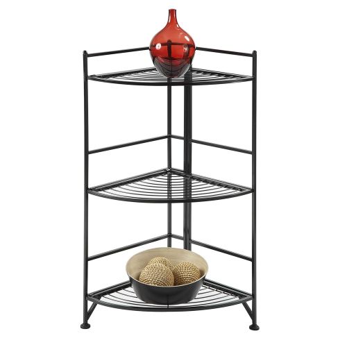  Convenience Concepts Designs2Go X-Tra Storage 3-Tier Folding Metal Shelf, Black