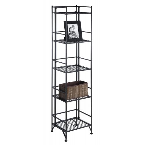  Convenience Concepts Designs2Go X-Tra Storage 3-Tier Folding Metal Shelf, Black