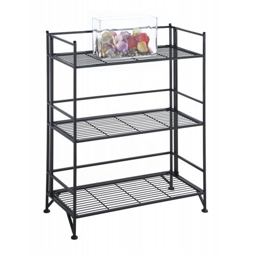  Convenience Concepts Designs2Go X-Tra Storage 3-Tier Folding Metal Shelf, Black