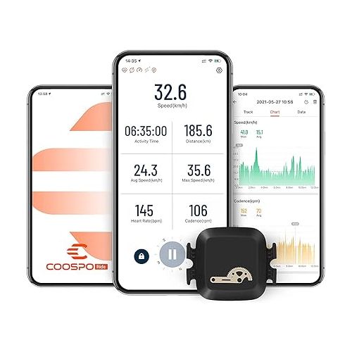 COOSPO Bike Computer Wireless GPS, Bike Speedometer with Auto Backlight, Bluetooth ANT Cycling GPS Computer,Bicycle Computer BC200 with Waterproof, Compatible with CooSporide app HR/Cad/Spd/Power Sensor