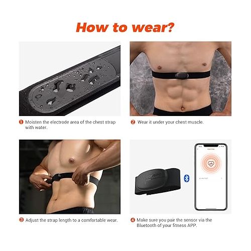  COOSPO Heart Rate Monitor Chest Strap H6M, Bluetooth ANT+ Heart Rate Monitor Chest Sensor with 400H Battery, HRM Works with Strava/Wahoo Fitness/Polar Beat/Peloton/Zwift/DDP Yoga App