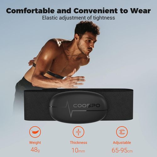  CooSpo H6 Heart Rate Monitor Chest Strap Bluetooth4.0 ANT+ IP67 Chest Heart Rate Sensor for Peloton Zwift Polar DDP Yoga Map My Ride Garmin Sports Watches