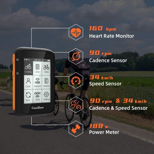  [아마존베스트]CooSpo GPS Bike Computer,Wireless Cycling Computer Speedometer Odometer with 2.4 Inch LCD Display, 3 Satellite Systems,36 Hours Battery Life,IPX7 Waterproof Support BLE 5.0 ANT+