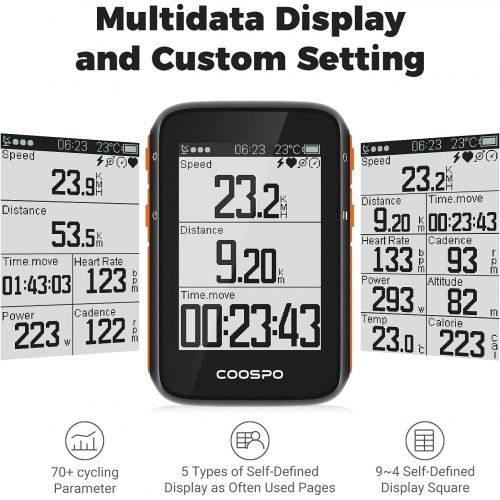  COOSPO Wireless Bike Computer Bluetooth GPS Speedometer Waterproof Cycling Computer with Auto Backlight 2.6 inch Large LCD Display, ANT+ Sensor Support