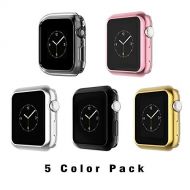 Coobes Compatible with Apple Watch Case Series 4 44mm 40mm, Ultra-Thin TPU Plating Bumper Shiny Lightweight Shockproof Protector Cover Slim Shell Frame Compatible iWatch (Round-5 C