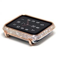 Coobes Compatible with Apple Watch Case 38mm 42mm, Metal Bumper Protective Cover Women Bling Diamond Crystal Rhinestone Shiny Compatible iWatch Series 3/2/1 (Diamond-Upgraded Rose