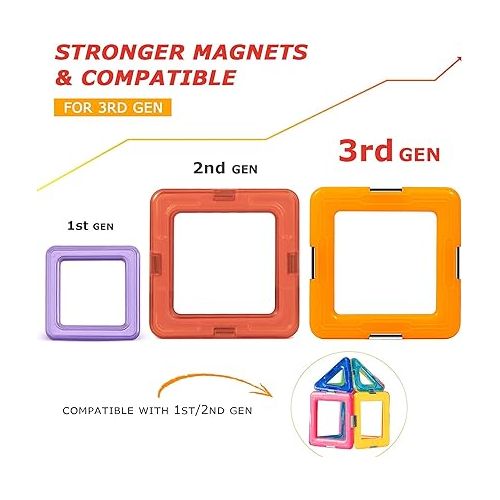  Coodoo Upgraded Magnetic Blocks 138PCS Magnetic Building Tiles STEM Toys for 3+ Year Old Boys and Girls Learning by Playing Games for Toddlers Kids Compatible with Major Brands Building Blocks
