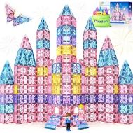 108pcs Diamond Magnetic Tiles with Dolls Princess Castle Building Toys, STEM Kids Toys Magnetic Blocks Doll House Toddler Toys, Christmas Birthday Gifts Ideas for 3+ Year Old Girls & Boys