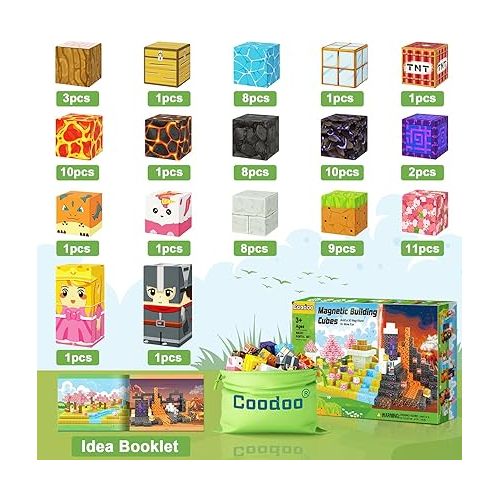  Magnetic Blocks - Build Mine Magnet World Magic Portal Set, Magnetic Tiles Building Blocks Toddler Toys STEM Sensory Outdoor Toys for 3+ Year Old Boys & Girls, Creative Kids Games Kids Toys