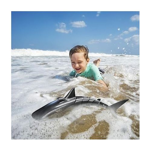  2.4G Remote Control Shark Toy 1:18 Scale High Simulation Shark Shark for Swimming Pool Bathroom Great Gift RC Boat Toys for 6+ Year Old Boys and Girls (with 2 Batteries)