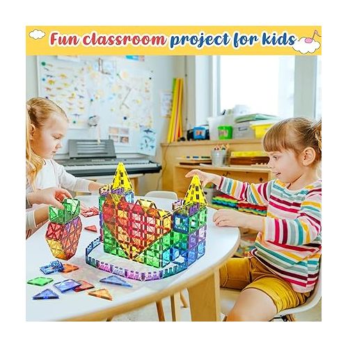  60 PCS Magnetic Building Tiles Kids Toys STEM Magnetic Blocks Sensory Toys Kids Games Magnet Building Toys for Boys and Girls Aged 3+, Kids Brain Development Preschool Kindergarten Toddler Toys