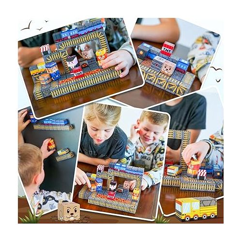  Magnetic Blocks - Build Mine Magnet World Mine Train Track Set, Magnetic Building Blocks Toddler Toys STEM Sensory Outdoor Toys for 3+ Year Old Boys & Girls, Kids Toys for Ages 4-6 6-8 5-7